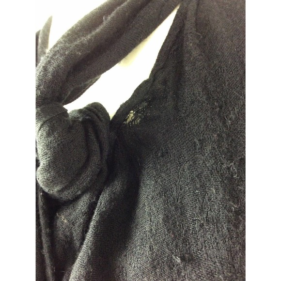 Mieko Mintz new york women's‎ black scarf fringe sweater one size - Picture 2 of 6